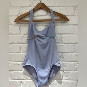 Pretty lilac leotard with rainbow velvet trim - used